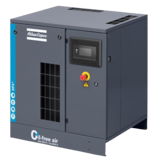 Thumbnail of Atlas Copco SF+ Mono SF 4+ Oil-Free Air Compressor-grey body with blue strip down the side, front facing control panel